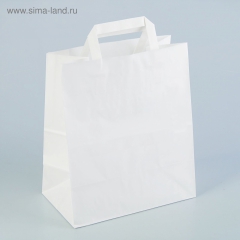 GiftPack Пакет крафт белый с белыми ручками 24х14х28см 1шт