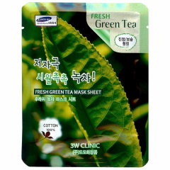 3W Clinic Fresh Green Tea Mask Sheet Увлажняющая тканевая маска с экстрактом зеленого чая 23мл