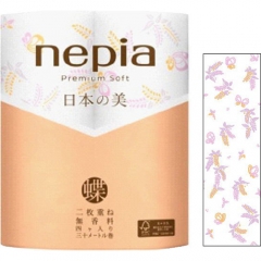 Nepia Premium Soft Двухслойная туалетная бумага с рисунком "Бабочки" 30м*4шт