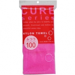 Ohe Corporation Cure Nylon Towel Regular Pink Мочалка для тела 28х100см (средней жесткости) 1шт